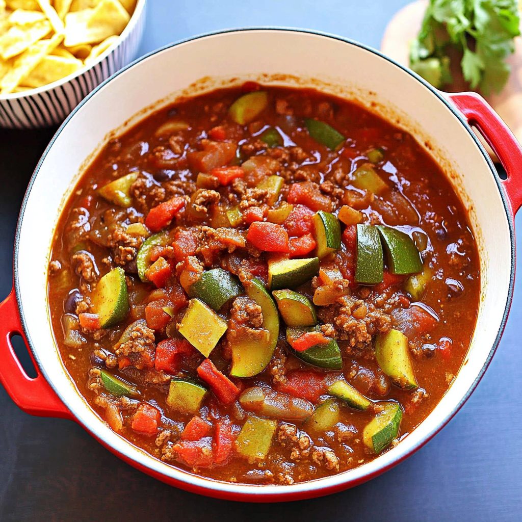 Recipe preparation for Zucchini Chili