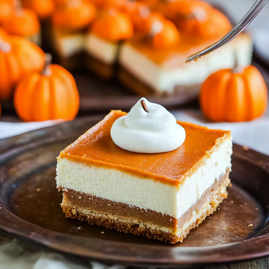 Recipe preparation for Pumpkin Cheesecake Bars