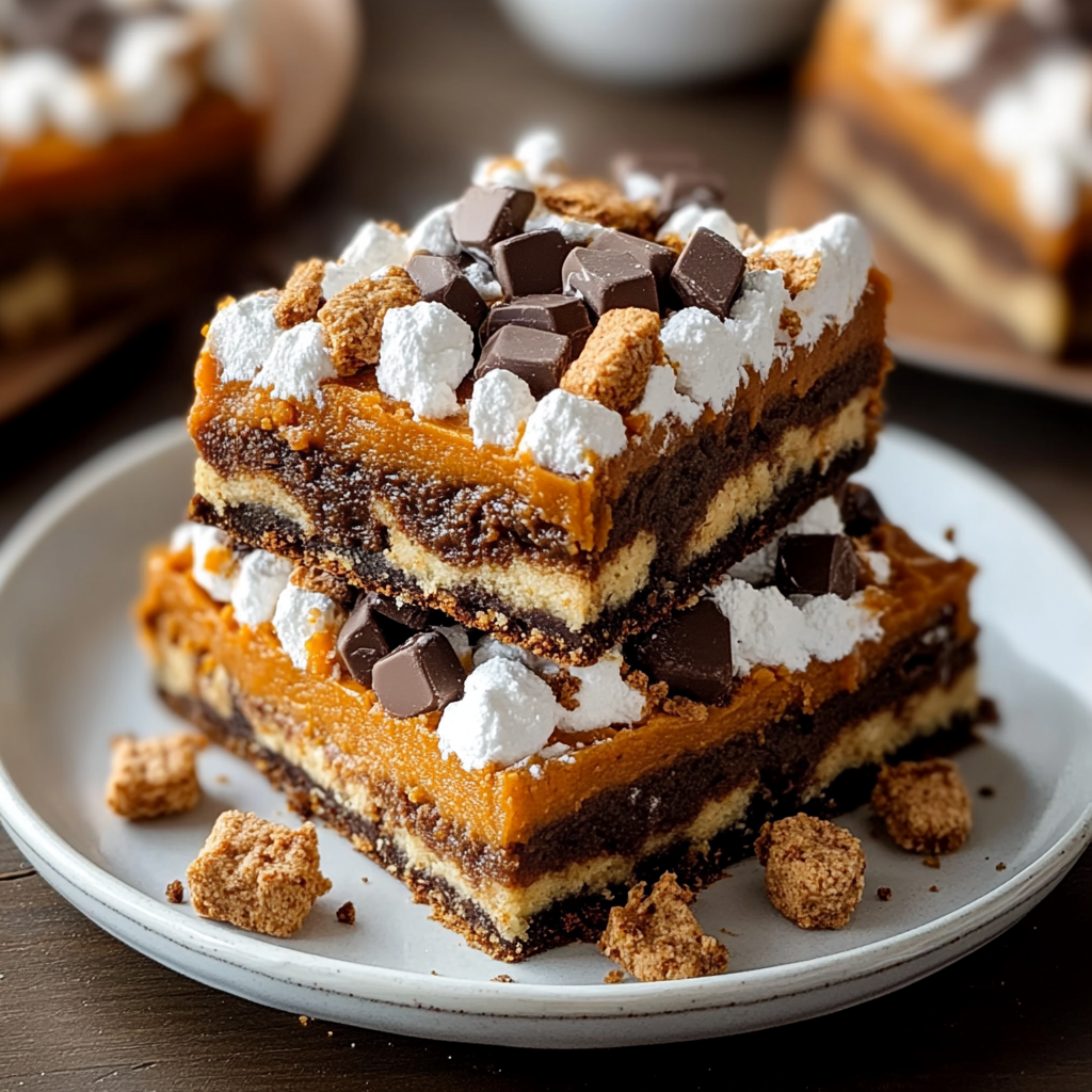 Recipe preparation for Pumpkin S’mores Bars
