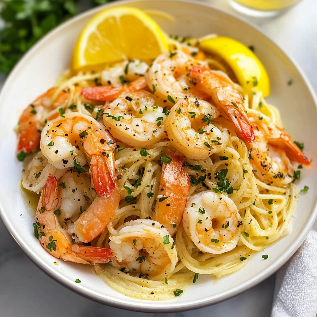 Recipe preparation for Shrimp Scampi