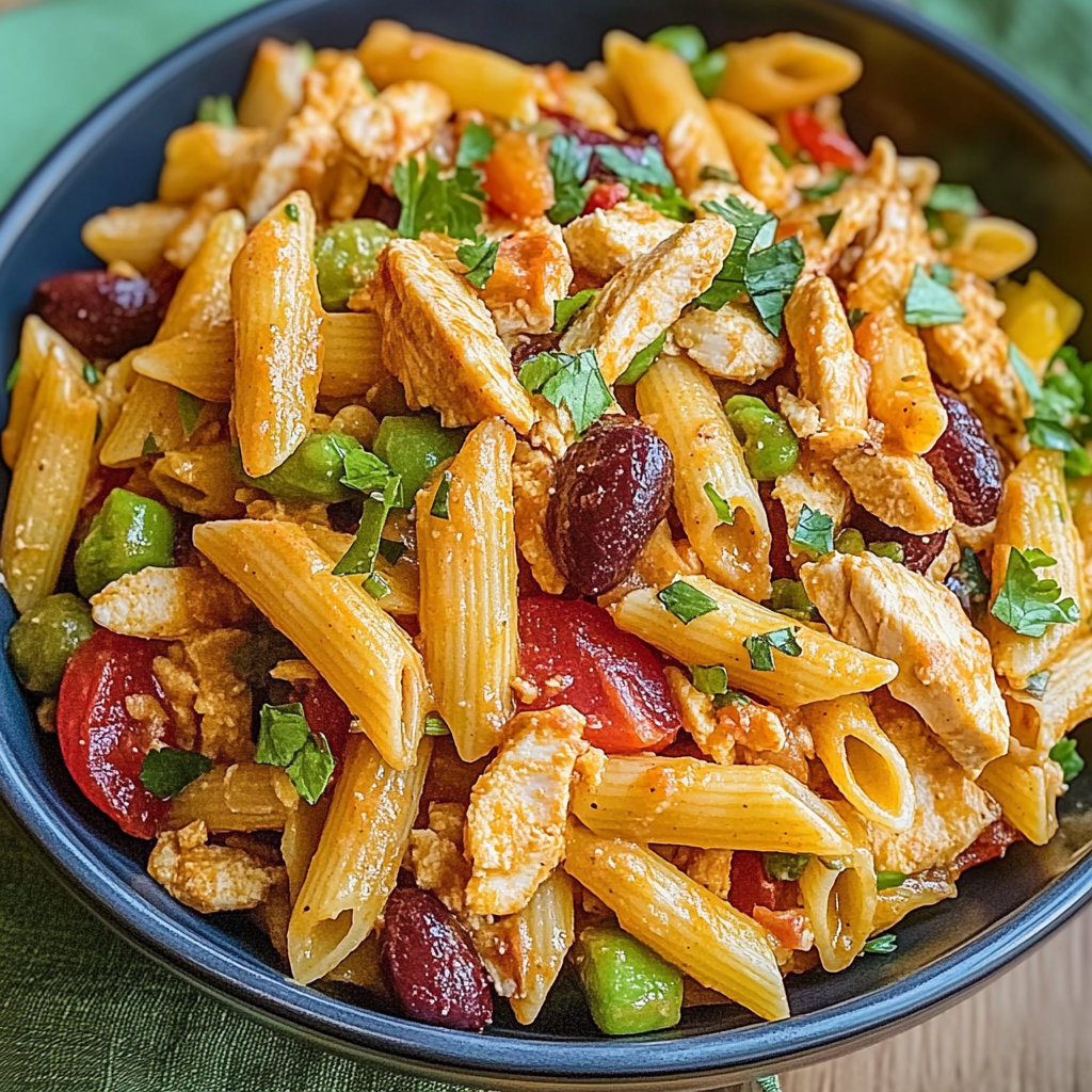 Recipe preparation for Chicken Fajita Pasta Salad Recipe