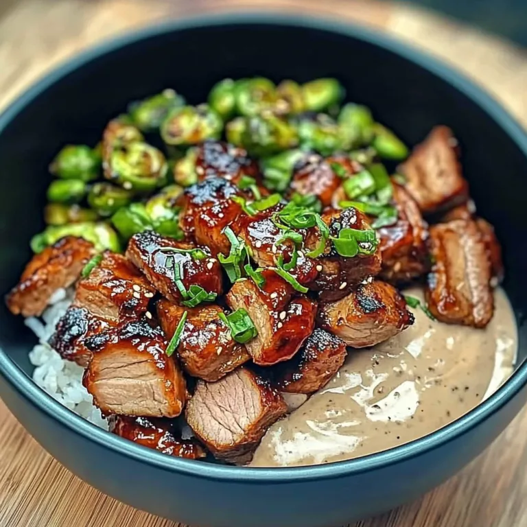 Savory Teriyaki Pork Bowls with Crispy Brussels Sprouts