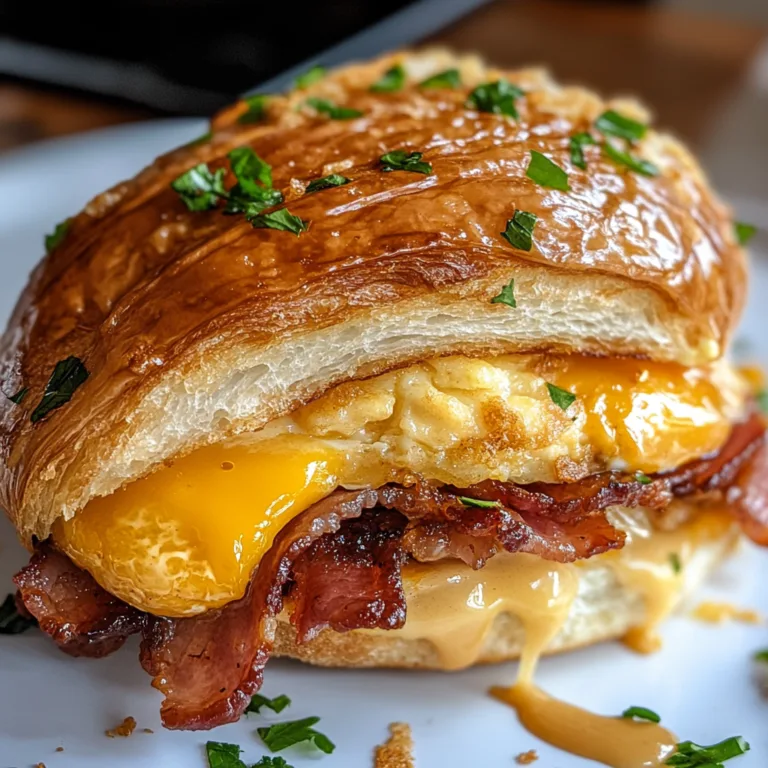 Indulge in Honey Butter Bacon & Egg Croissant Sandwich