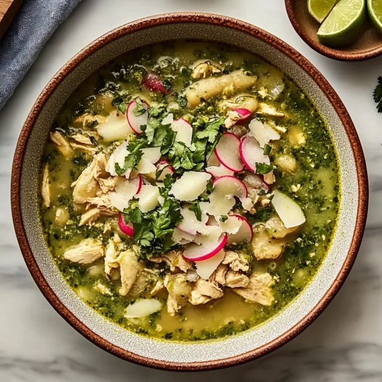 Irresistible Creamy Green Pozole with Shredded Chicken