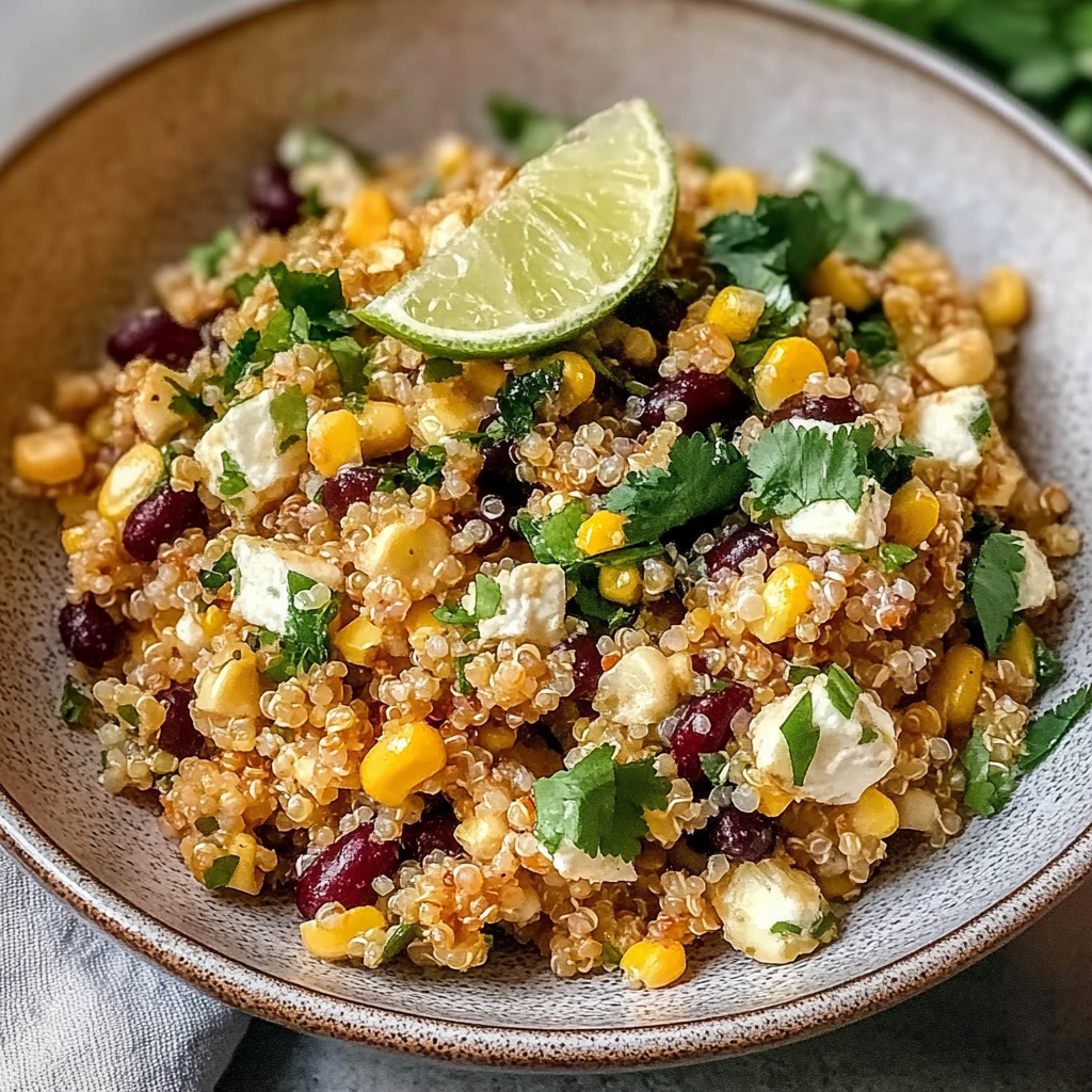 Recipe preparation for Mexican Street Corn Quinoa Salad Recipe