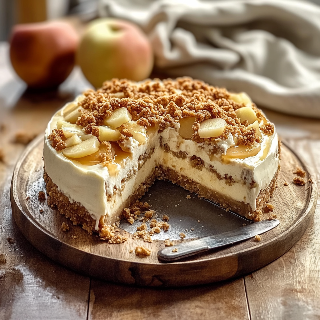 Recipe preparation for Apple Crumble Cheesecake