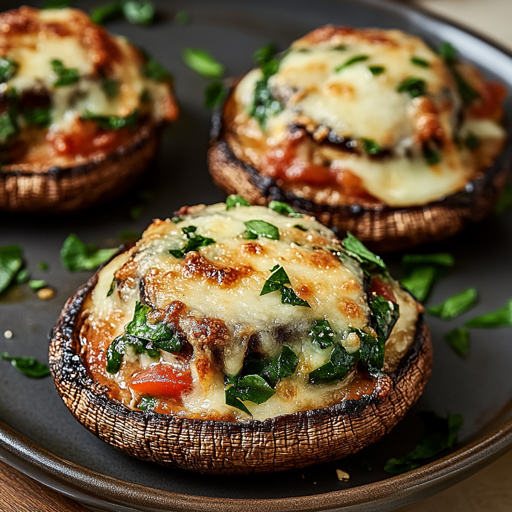 Recipe preparation for Stuffed Portobello Mushrooms