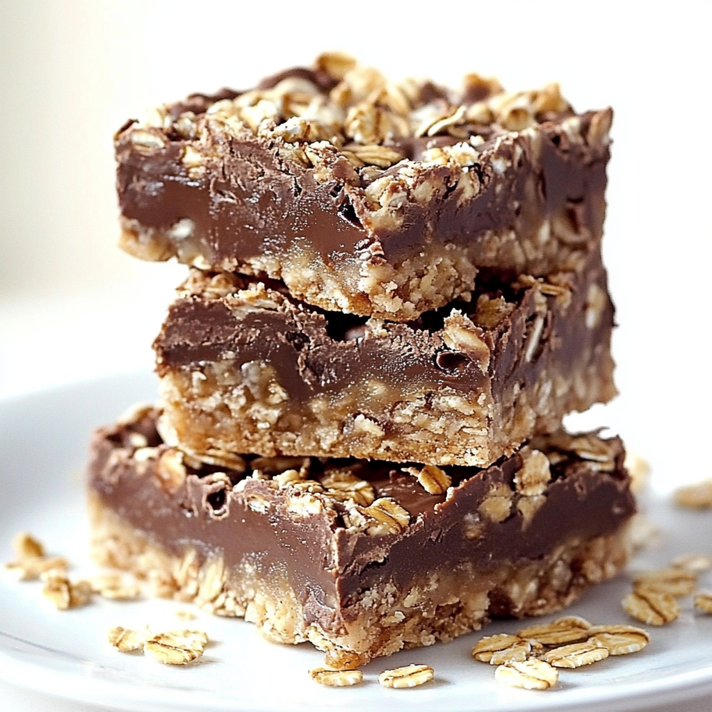 Recipe preparation for No Bake Chocolate Oatmeal Bars