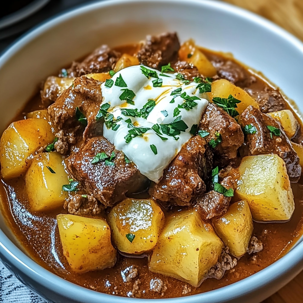 Recipe preparation for Crockpot Loaded Steak and Potato Bake