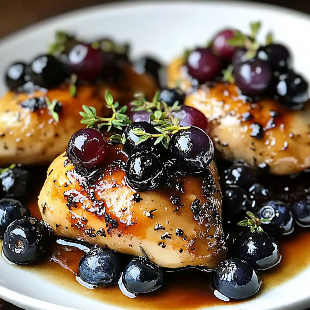 Recipe preparation for Blueberry Thyme Chicken