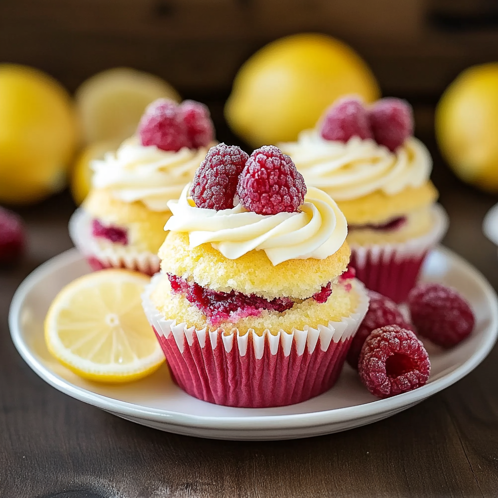 Recipe preparation for Lemon Raspberry Cupcakes