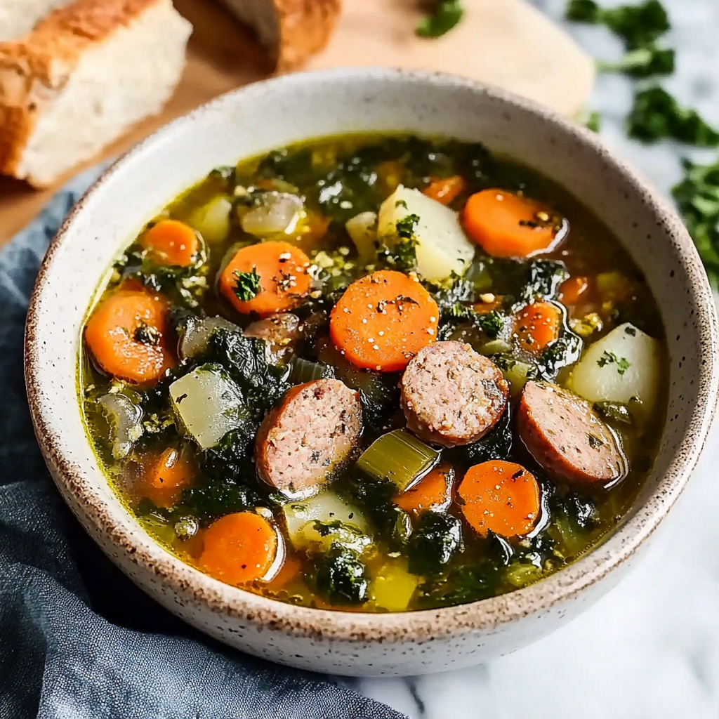 Recipe preparation for Italian Sausage and Vegetable Soup