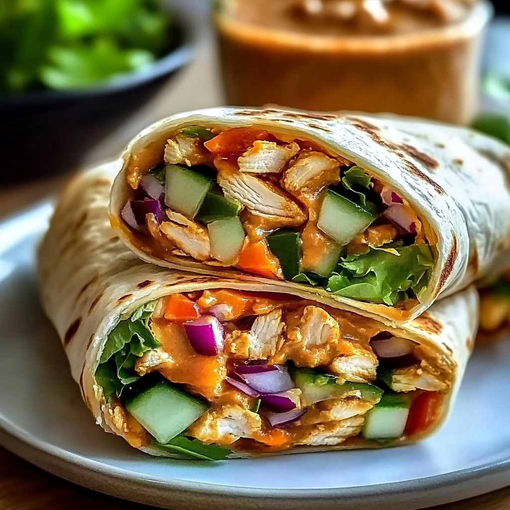 Recipe preparation for Thai Peanut Chicken Wraps