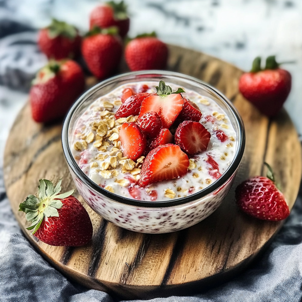 Recipe preparation for Strawberry Yogurt Overnight Oats