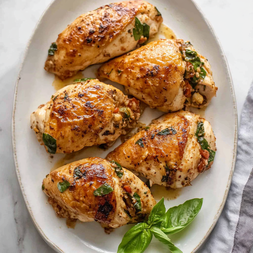 Recipe preparation for Mediterranean Stuffed Chicken
