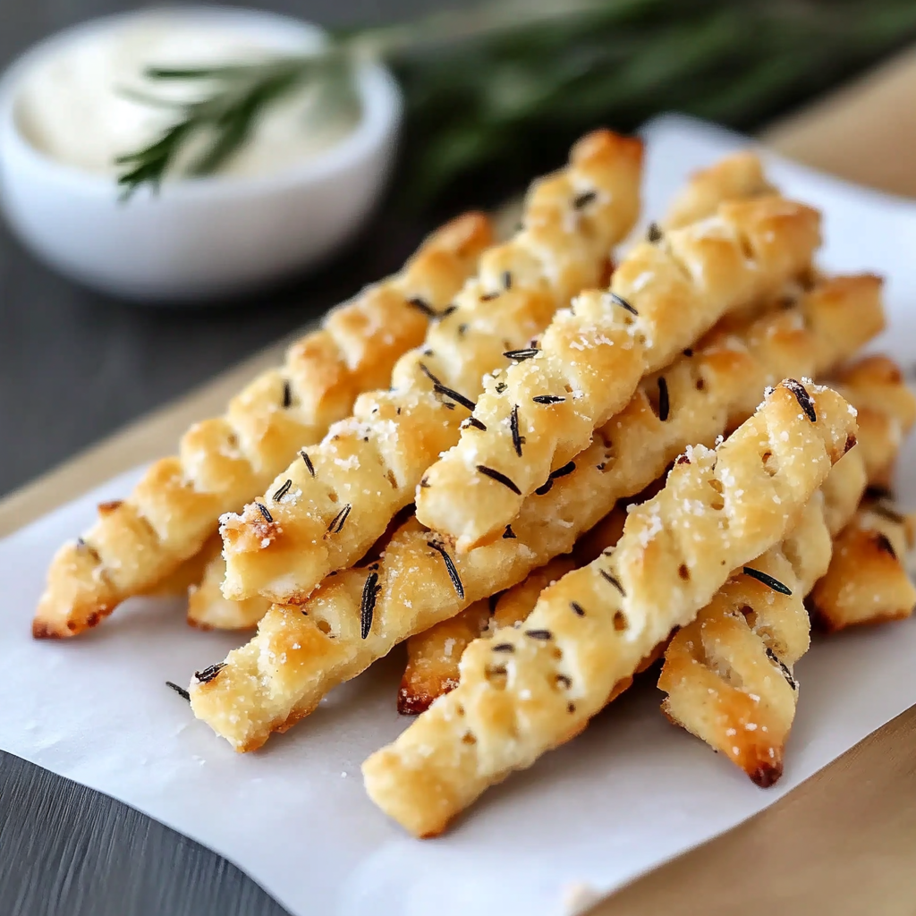 Recipe preparation for Rosemary Parmesan Cheese Straws