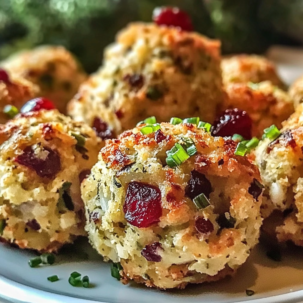 Recipe preparation for Cranberry Turkey Stuffing Balls