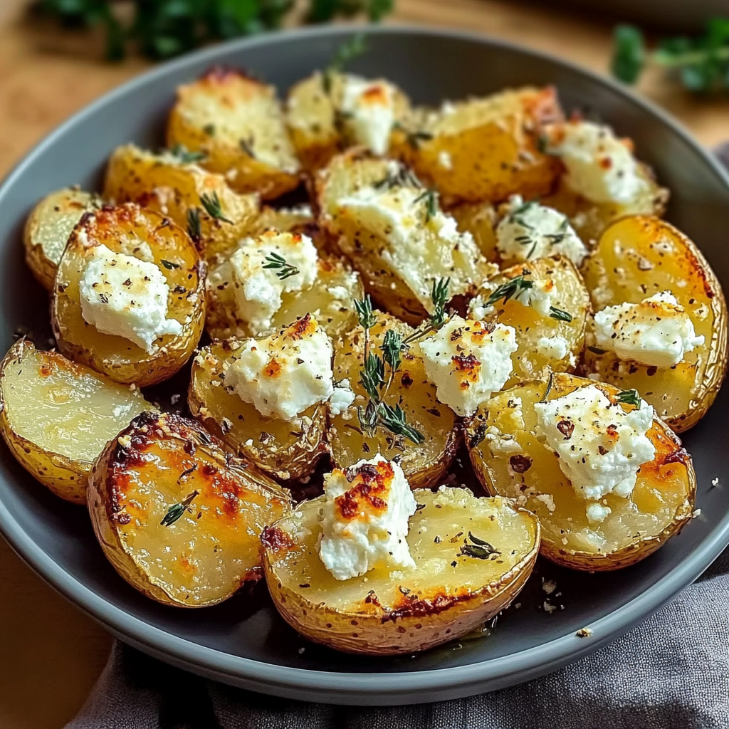 Recipe preparation for Healthy Baked Feta Potatoes