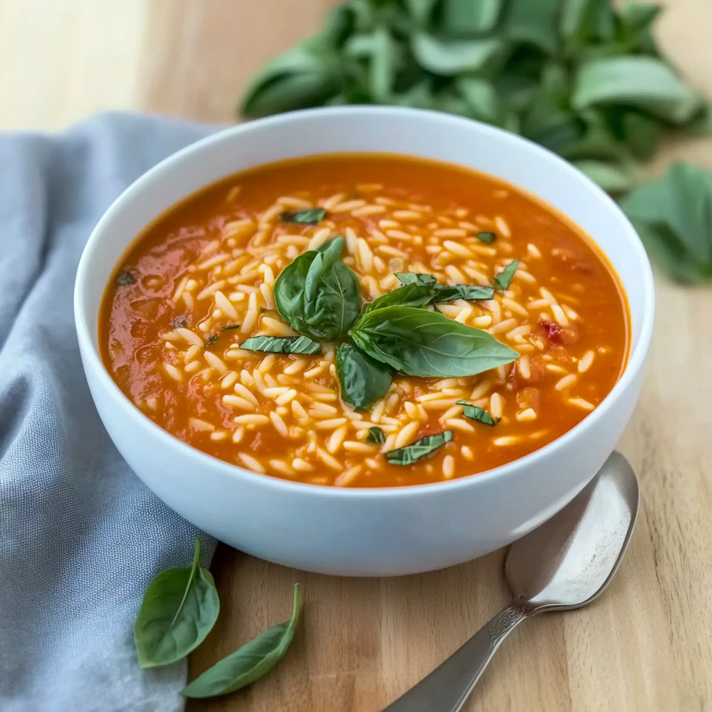 Recipe preparation for Hearty Tomato Orzo Soup