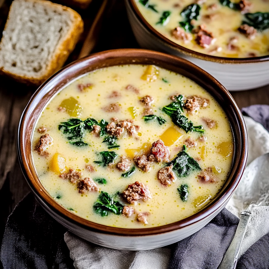 Recipe preparation for Creamy Slow Cooker Zuppa Toscana