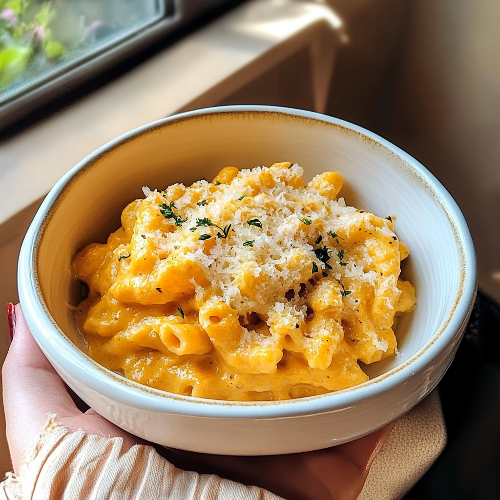 Recipe preparation for Cozy Creamy Pumpkin Pasta