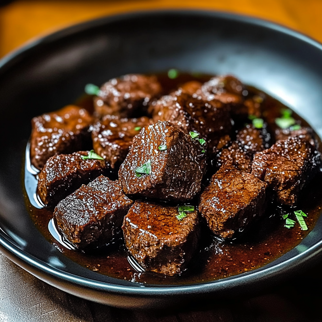 Recipe preparation for Cajun Garlic Butter Steak Bites