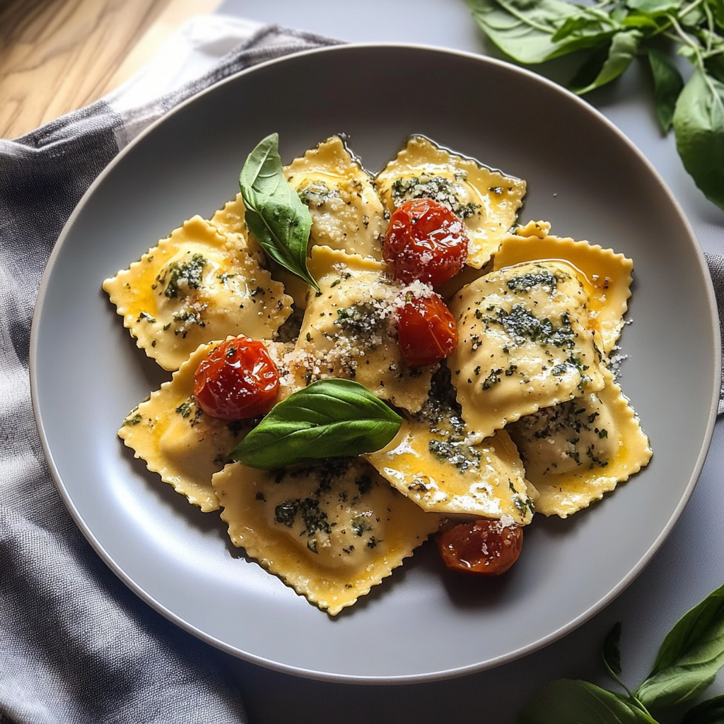 Recipe preparation for Creamy Tuscan Ravioli