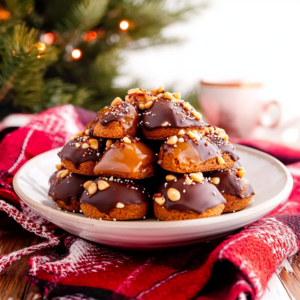 Recipe preparation for Caramel Pretzel Turtles