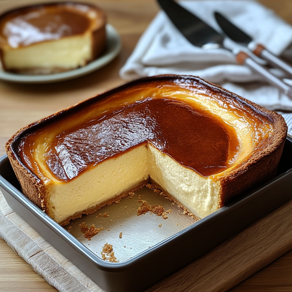 Recipe preparation for Loaf Pan Basque Cheesecake