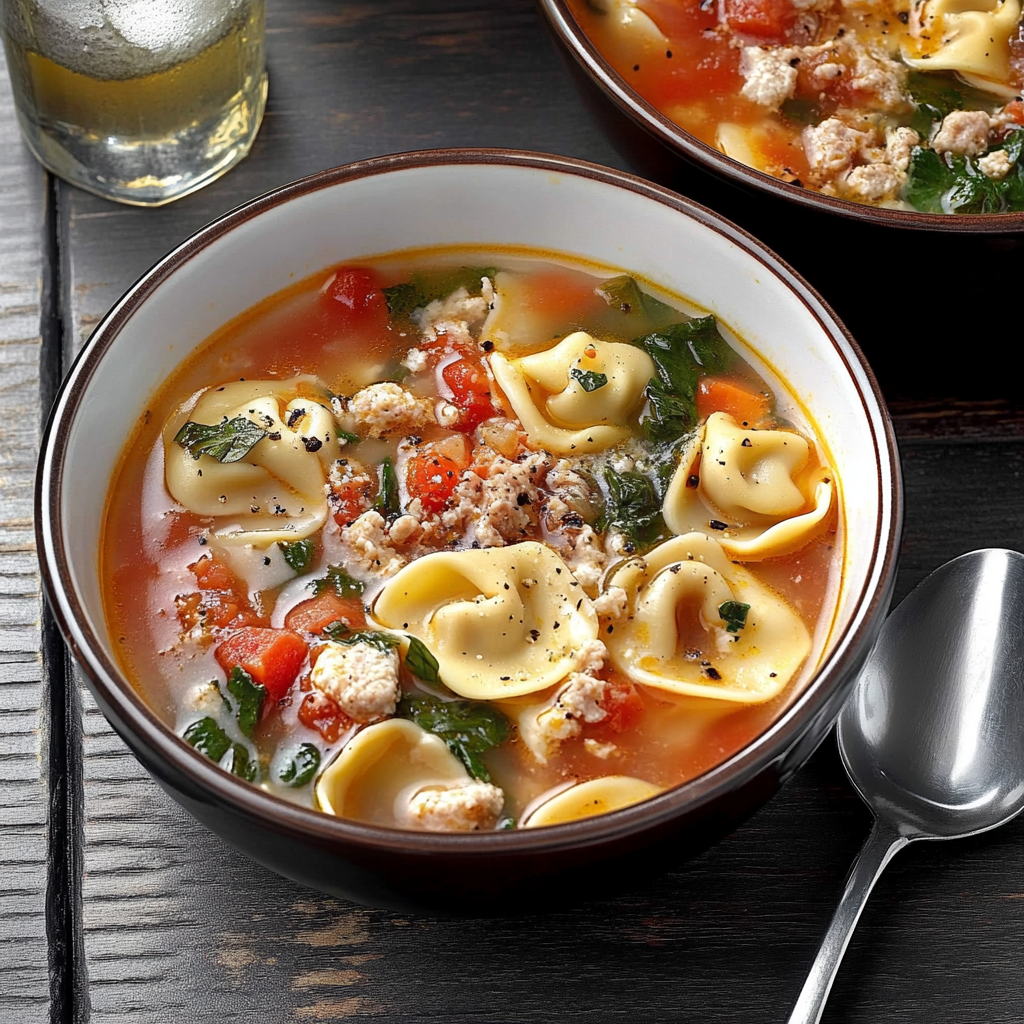 Recipe preparation for Rustic Italian Tortellini Soup