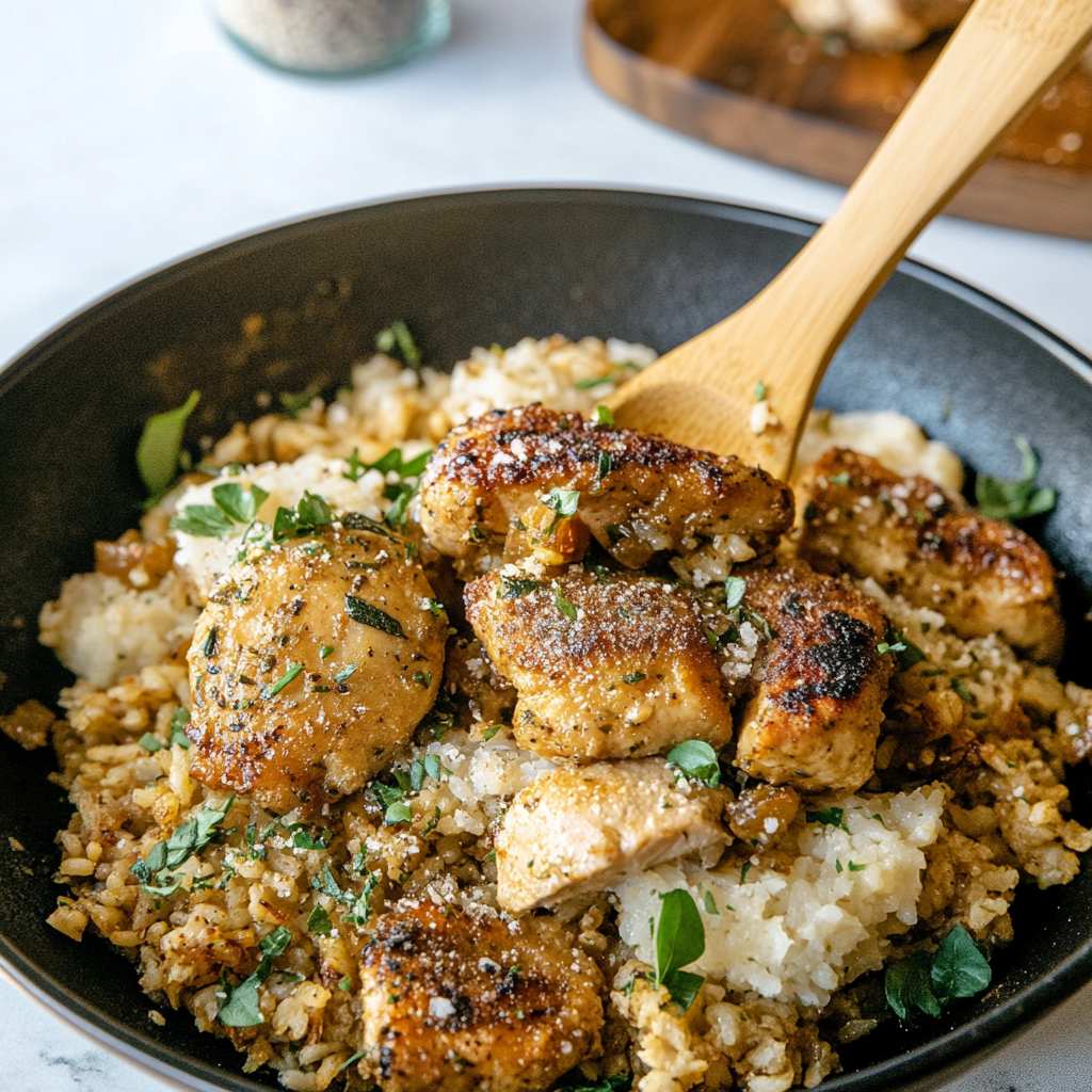 Recipe preparation for Creamy Chicken and Rice