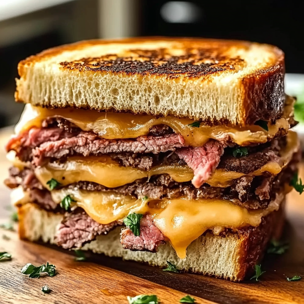 Recipe preparation for Roast Beef & Cheddar Melt Sandwich