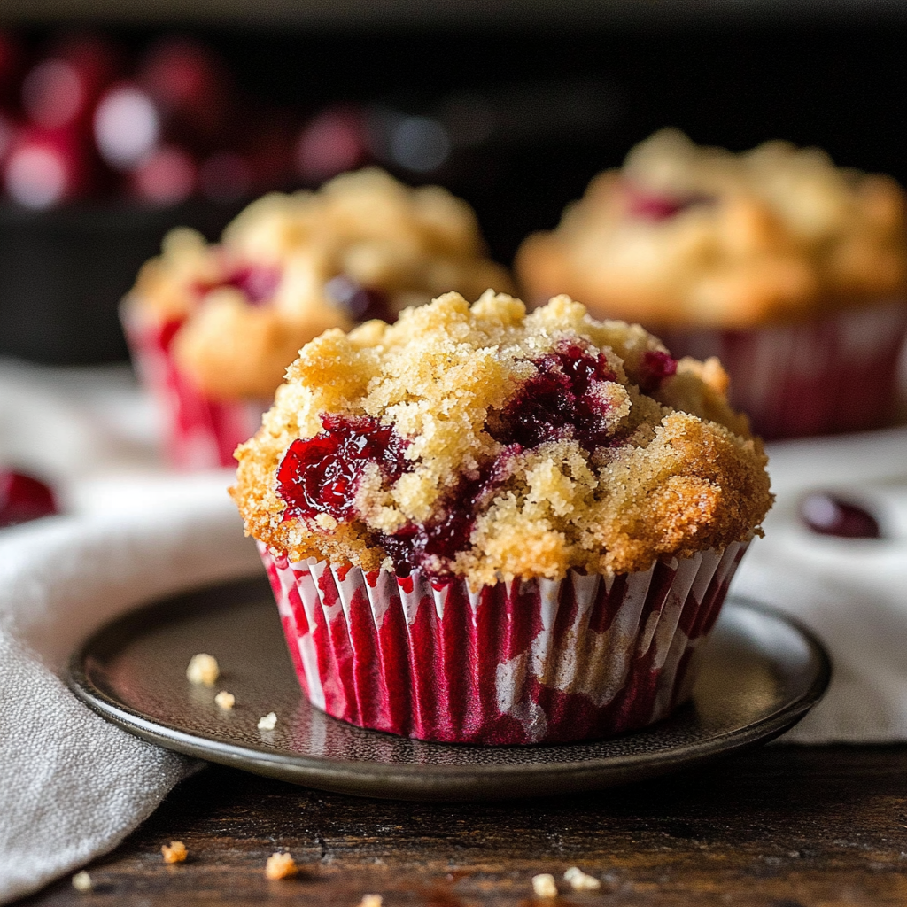 Recipe preparation for Leftover Cranberry Sauce Coffee Cake Muffins