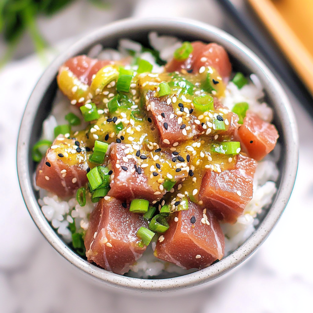 Recipe preparation for Tuna Poke Bowl