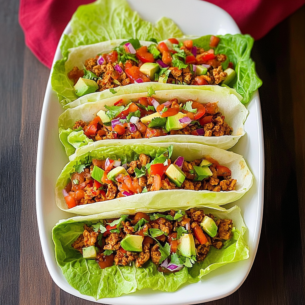 Recipe preparation for Turkey Taco Lettuce Wraps