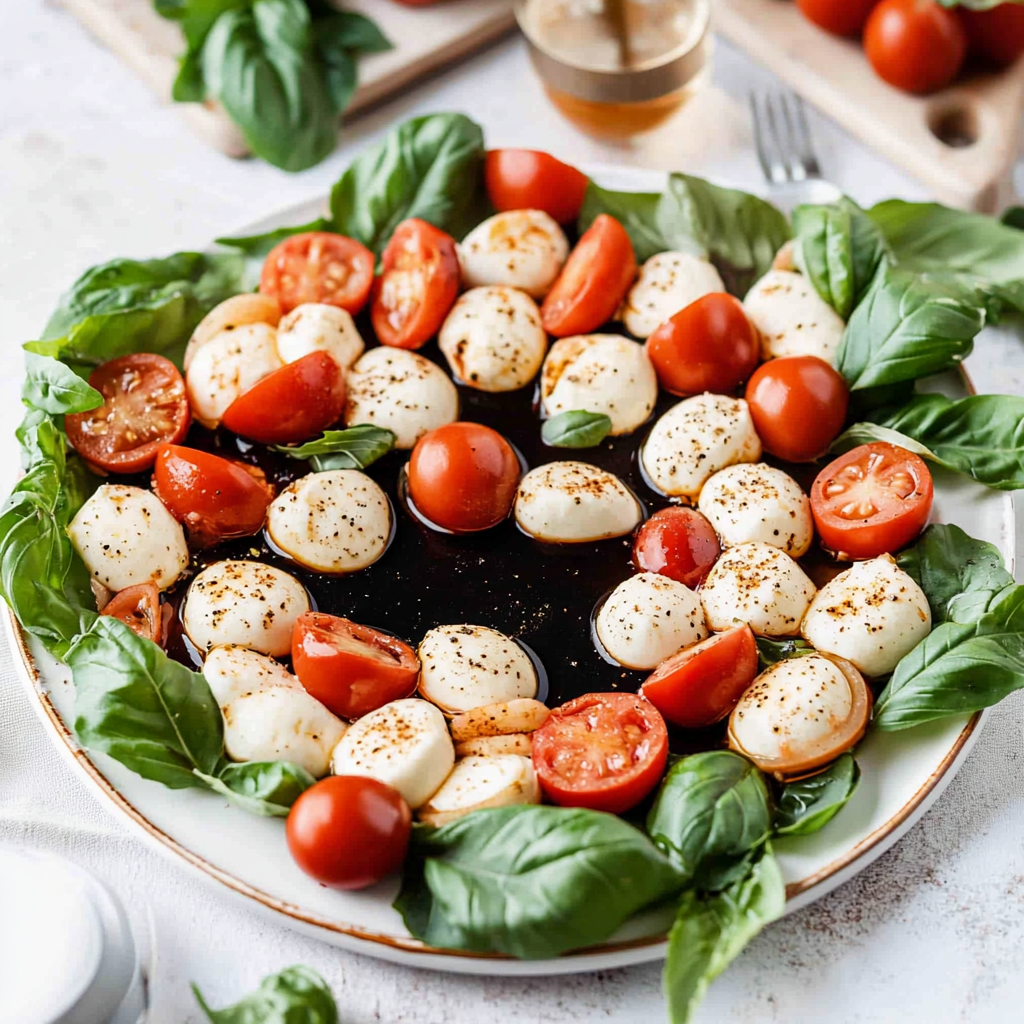Recipe preparation for Caprese Christmas Wreath