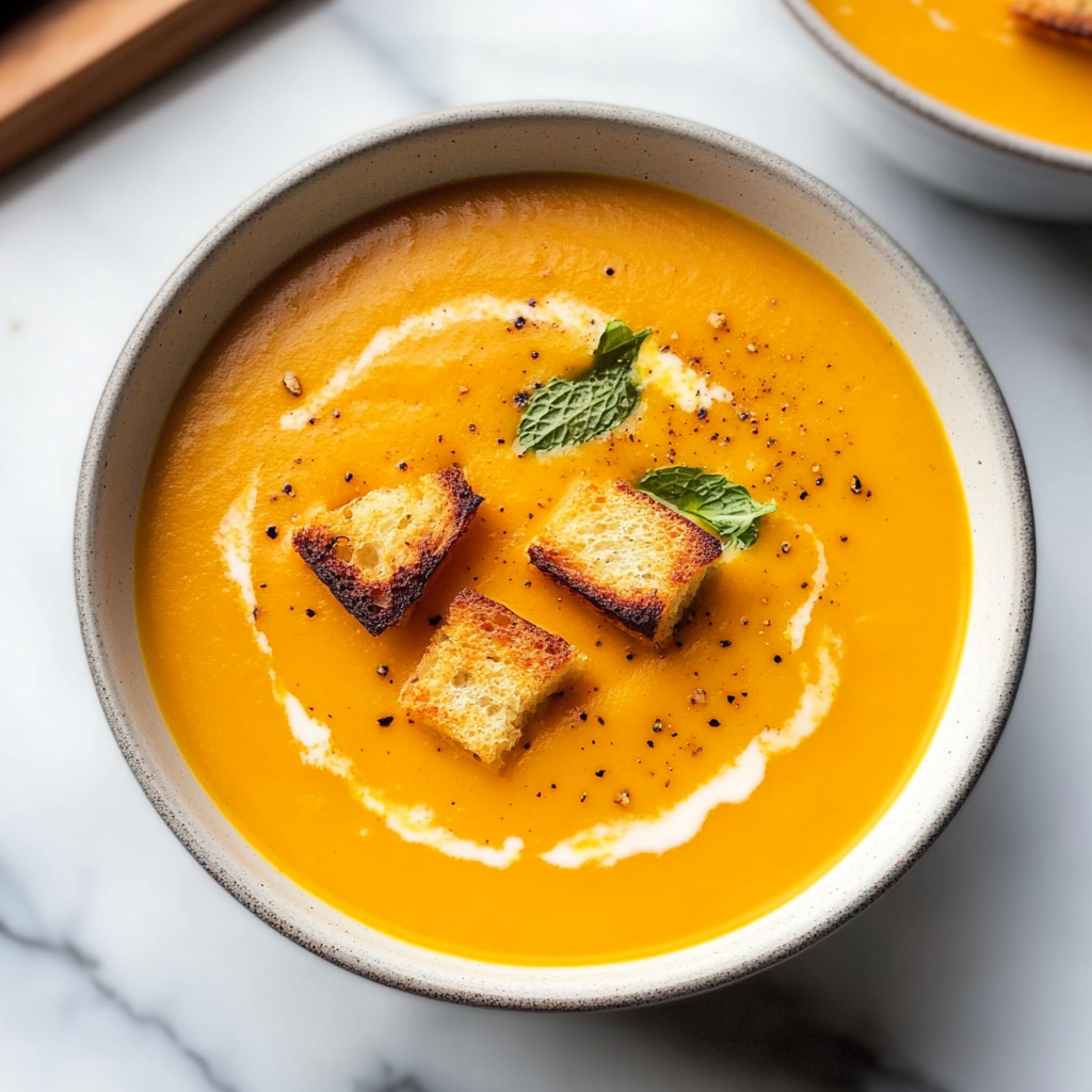 Recipe preparation for Sweet Potato Bisque