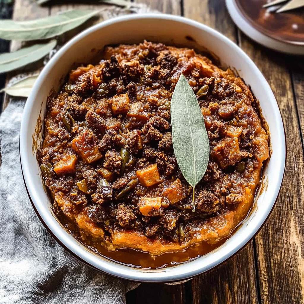 Recipe preparation for Bourbon Sweet Potato Casserole