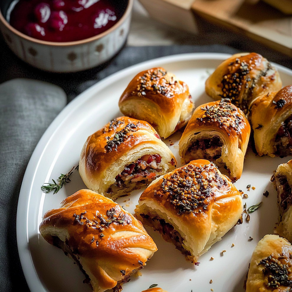Recipe preparation for Christmas Leftover Sausage Rolls with Sage Butter