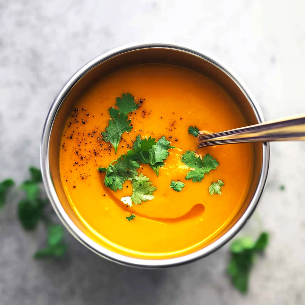 Recipe preparation for Spiced Carrot and Coriander Soup