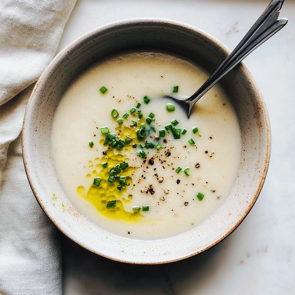 Recipe preparation for Creamy Parsnip Soup with Chives