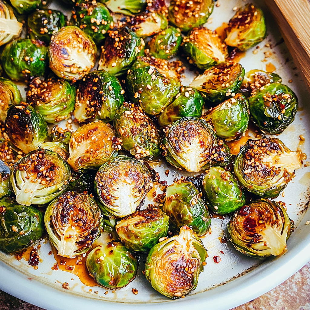 Recipe preparation for Maple Chili Brussels Sprouts