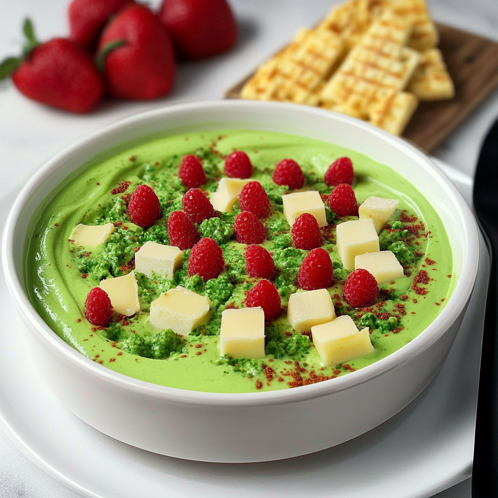 Recipe preparation for Festive Grinch Dip