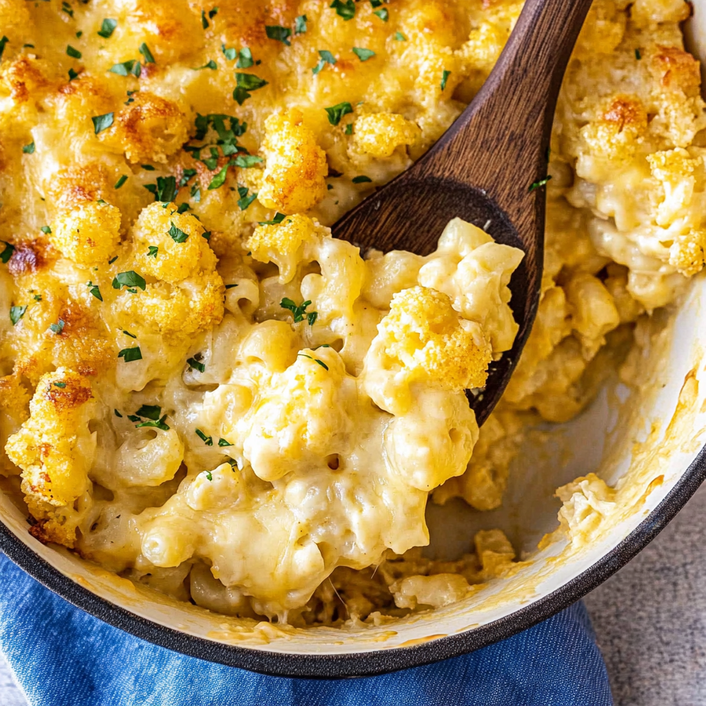 Recipe preparation for White Cheddar & Roasted Cauliflower Mac and Cheese