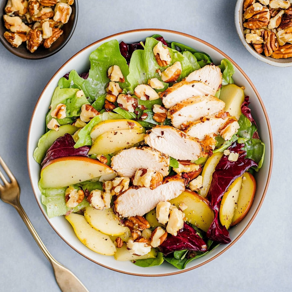 Recipe preparation for Winter Pear and Walnut Chicken Salad