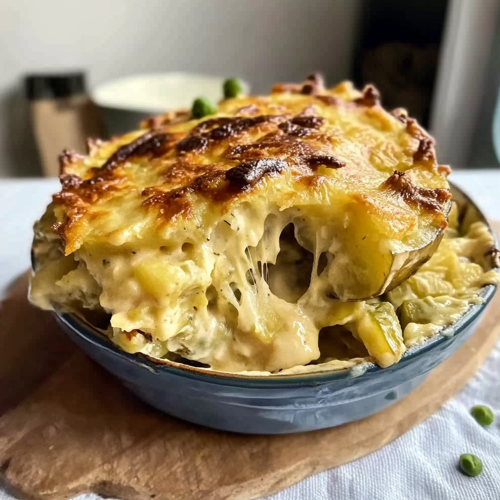 Recipe preparation for Creamy Potato & Leek Bake