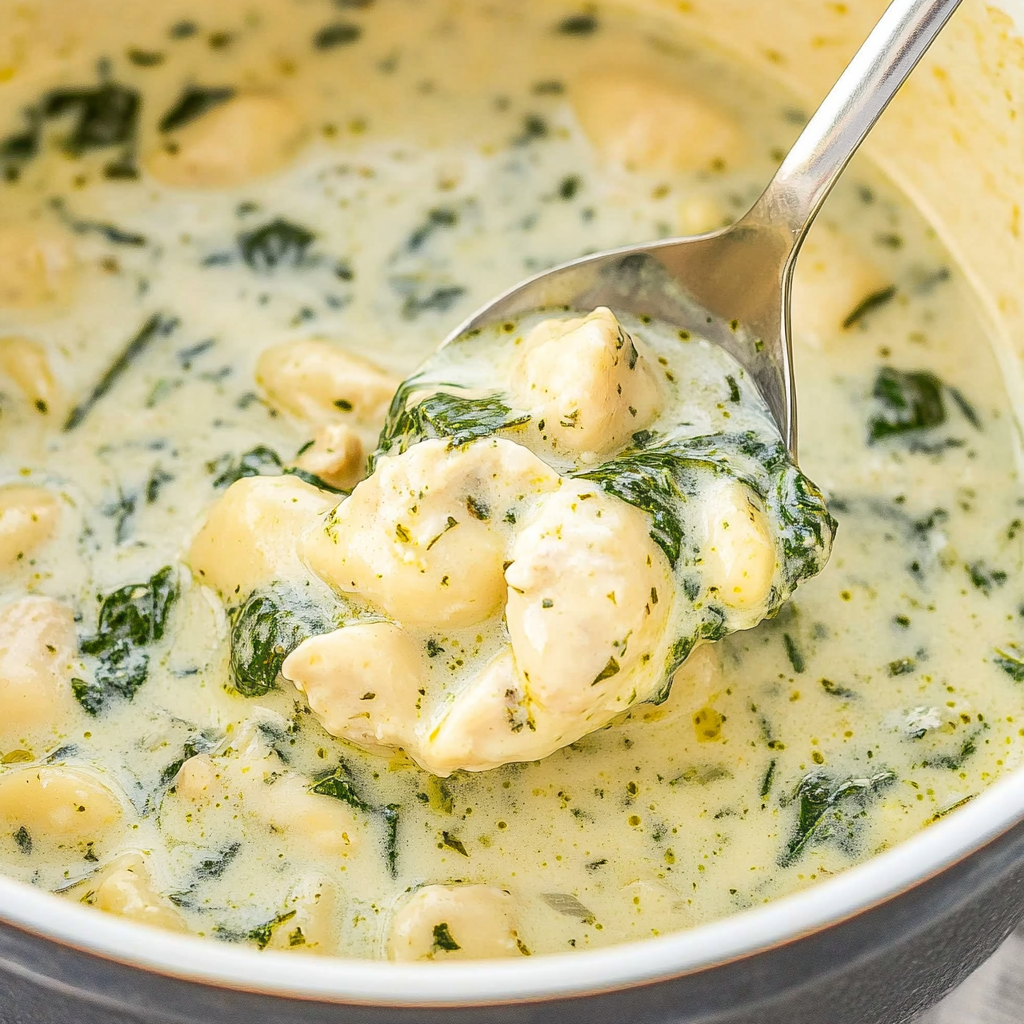 Recipe preparation for Pesto Chicken Gnocchi Soup