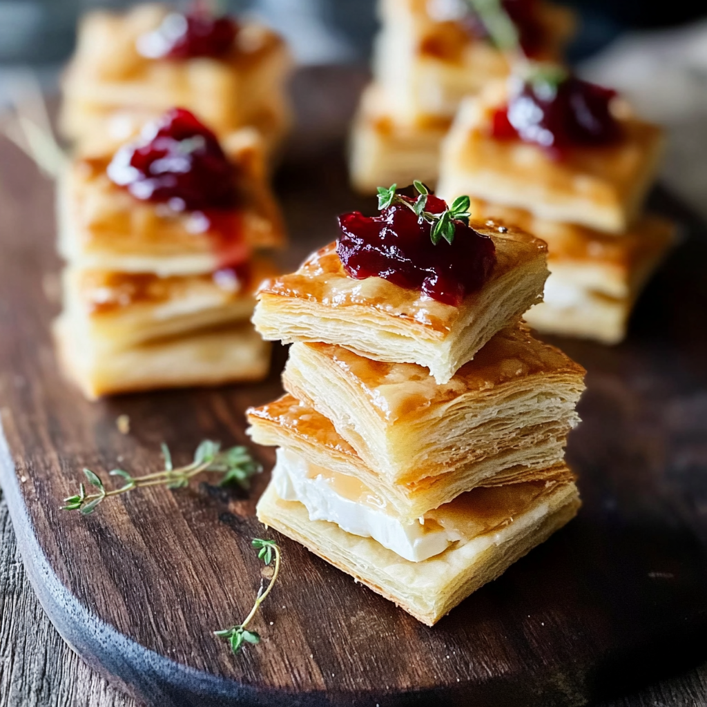 Recipe preparation for Cranberry Brie Puff Pastry Bites