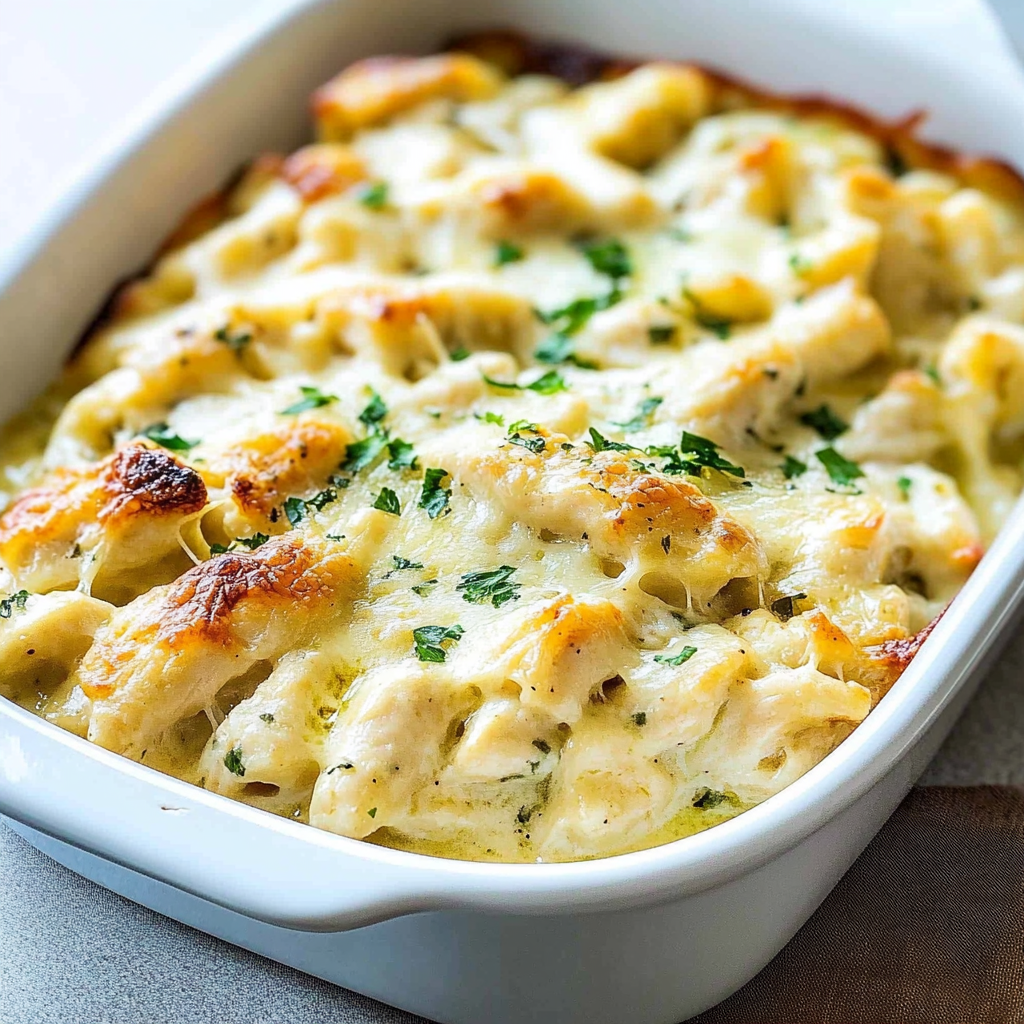 Recipe preparation for Chicken Alfredo Bake