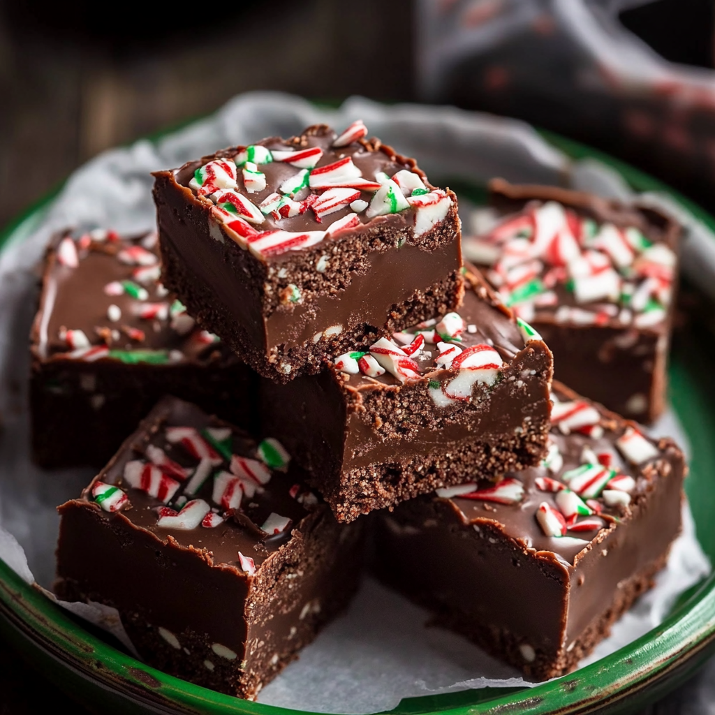 Recipe preparation for Chocolate Peppermint Fudge Bars